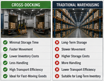 Porównanie operacji cross-docking i tradycyjnego składowania magazynowego
