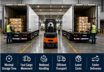 Magazyn cross-docking przenoszący palety bezpośrednio pomiędzy ciężarówkami