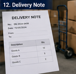 Dokument WZ (delivery note) dołączony do przesyłki w operacji magazynowo-logistycznej