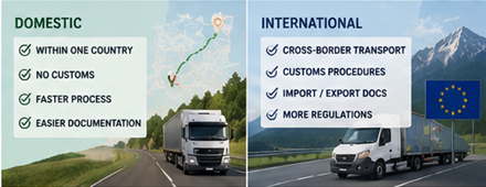 Transport krajowy i międzynarodowy przez europejskie granice z udziałem ciężarówek logistycznych