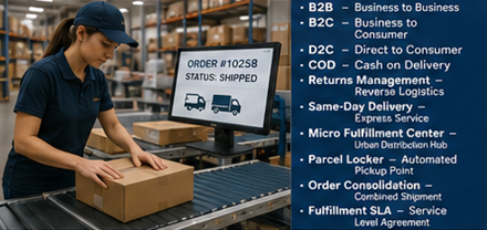 Operacje fulfillment w magazynie eCommerce z sortowaniem paczek i obsługą zamówień online