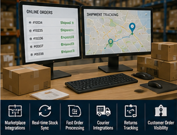 Magazyn e-commerce korzystający z systemu zarządzania magazynem do realizacji zamówień online
