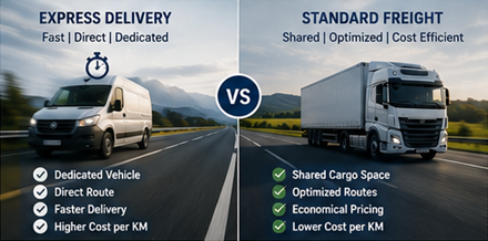 Porównanie cen transportu ekspresowego i standardowego przewozu frachtu