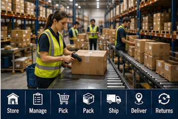Pracownicy magazynu realizujący operacje fulfillment i obsługujący zamówienia online