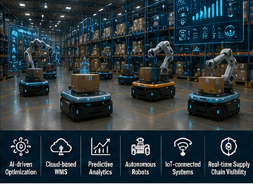 System zarządzania magazynem przyszłości wykorzystujący robotykę AI i cyfrowe technologie logistyczne