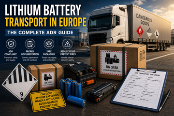 Transport baterii litowych w Europie z etykietami ADR dla towarów niebezpiecznych i zgodnością logistyczną