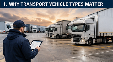 Menedżer logistyki wybierający typ pojazdu transportowego do dostawy ładunku w Europie