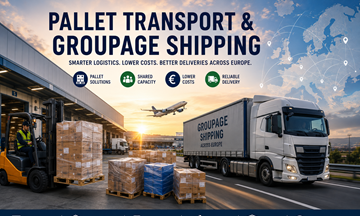 Europejski transport paletowy i przesyłki drobnicowe (groupage) z ciężarówkami logistycznymi, magazynami, paletami i operacjami frachtowymi