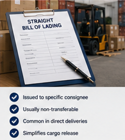 Dokument Straight Bill of Lading używany do bezpośredniej dostawy ładunku