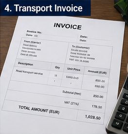 Faktura transportowa z wyszczególnieniem VAT i kosztów frachtu za usługi logistyczne
