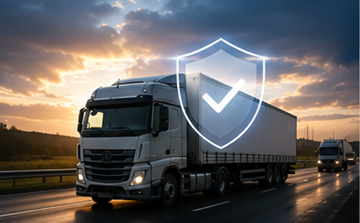 Transport ciężarowy i ochrona ładunku jako symbol ubezpieczenia oraz zarządzania ryzykiem w logistyce