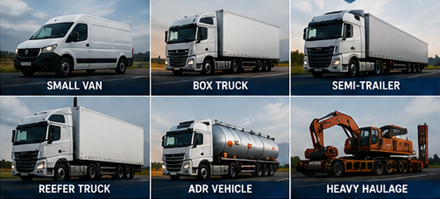 Różne pojazdy frachtowe i ładowność wpływające na ceny transportu w Europie