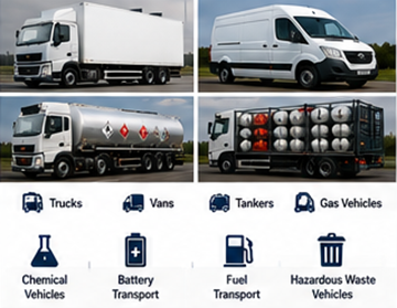Ciężarówki, vany, cysterny i pojazdy transportowe wymagające zgodności z ADR w Europie