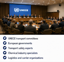 UNECE i międzynarodowe organy transportowe zarządzające przepisami ADR dotyczącymi towarów niebezpiecznych